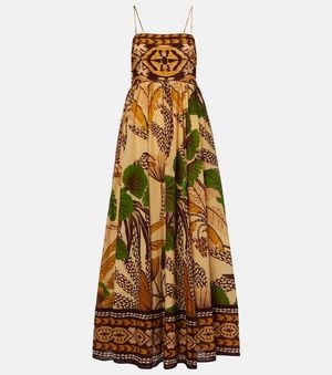 FARM Rio Maxikleid Folliage Sketch - Mettallic