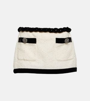 Area Embellished Boucle Miniskirt - White