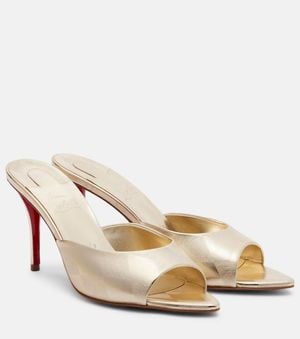 Christian Louboutin Pantoletten Miss Z 80 Aus Metallic-Leder - Natur
