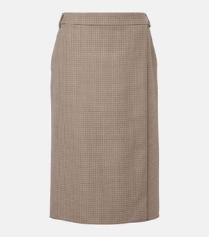 Stella McCartney Houndstooth Wool Pencil Skirt - Brown