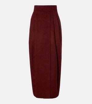 Max Mara Zattera Wool Pencil Skirt - Red