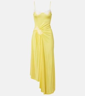 Christopher Esber Cami Lace-Trimmed Ribbed-Knit Cocktail Dress - Yellow
