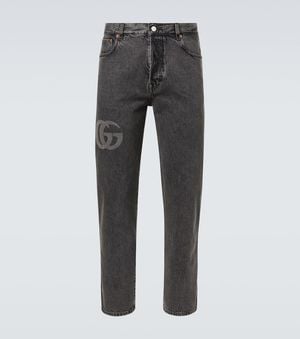 Gucci Jean Slim Raccourci Double G - Gris