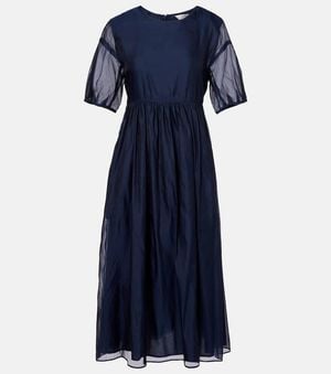 Max Mara Fatoso Silk-Blend Organza Midi Dress - Blue