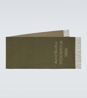 Acne Studios Logo Wool Jacquard Scarf - Green