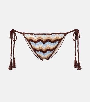 Anna Kosturova Summer Chevron Crochet Cotton Bikini Bottoms - Natural