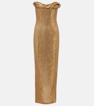 Rachel Gilbert Rosalie Embellished Bustier Gown - Natural