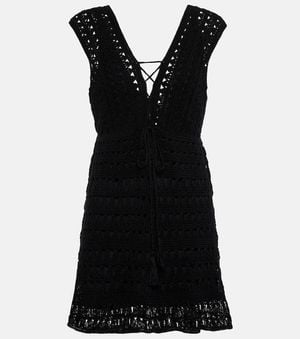 Anna Kosturova Jennifer Crochet Cotton Minidress - Black