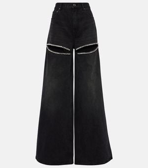 Area Crystal-embellished High-rise Wide-leg Jeans - Black