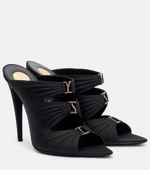 Saint Laurent Mules Emilie 110 De Crepe Saten - Negro