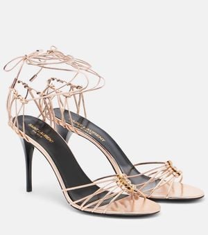 Saint Laurent Sandalias Babylone 90 De Piel Metalizada - Rosa