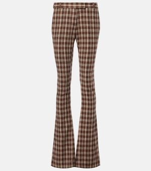 Acne Studios Checked Wool And Cotton-Blend Flared Trousers - Brown