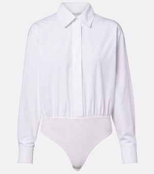 Max Mara Aere Cotton Poplin And Tulle Bodysuit - White
