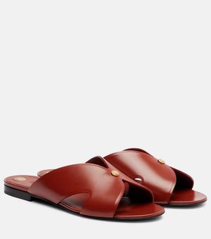 Loro Piana Vera Leather Slides - Brown
