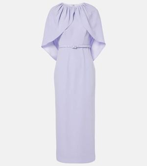 Roland Mouret Caped Crepe Satin Cocktail Dress - Purple
