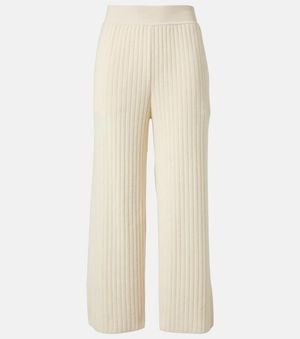 Loro Piana Coste Ribbed-Knit Cropped Cashmere Pants - Natural