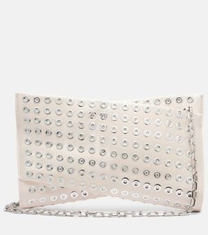 Christian Louboutin Clutch Loubitwist Small Aus Leder Mit Kristallen - Natur