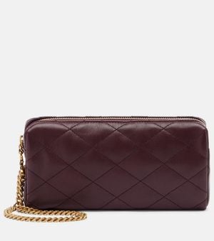Saint Laurent Cassandre Quilted Leather Clutch - Purple