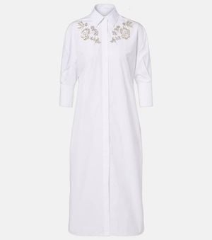 Erdem Embroidered Cotton Poplin Shirt Dress - White