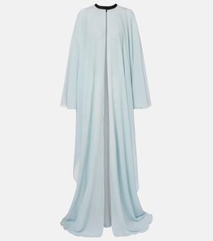 Tom Ford Leather-Trimmed Silk Kaftan - Blue