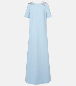 Oscar de la Renta Fern Sequined Wool-Blend Gown - Blue