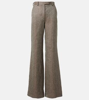 Loro Piana Korbin Linen Wide-Leg Pants - Gray