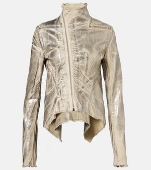 Rick Owens Naska Gary Distressed Coated Denim Jacket - Natural