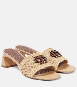 Jonathan Simkhai Sydney Raffia Mules - Pink