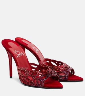 Christian Louboutin Lasera Strass Heeled Mules 100 - Red
