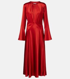 Veronica Beard Robe Midi Ezri En Satin Et Soie Melangee - Rouge