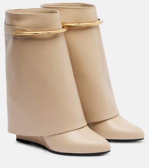 Givenchy Shark Leather Mid-Calf Boots - Natural