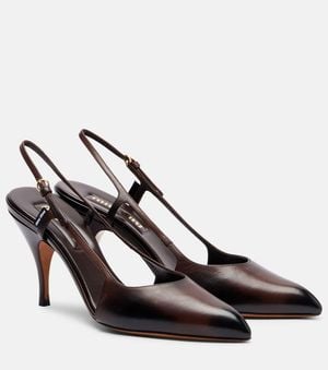 Miu Miu Leather Slingback Court Shoes - Brown