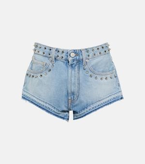 Alessandra Rich Short A Taille Mi-Haute En Jean - Bleu