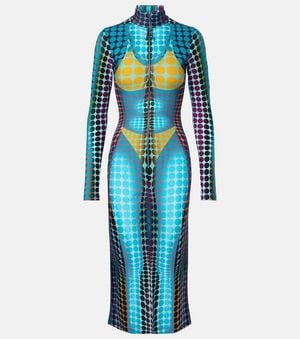 Jean Paul Gaultier Vestido Midi Estampado - Azul