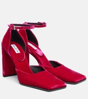 Alaïa D' Orsay 90 Velvet Décolleté - Red