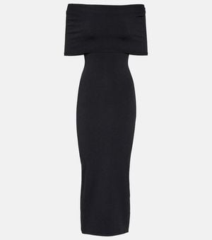 Wardrobe NYC Off-Shoulder Ribbed-Knit Midi Dress - Blue