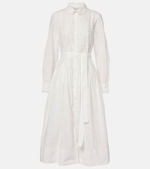 Ulla Johnson Belted Cotton Shirt Midi Dress - White