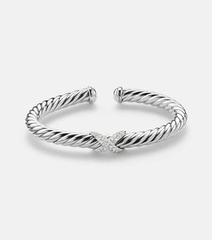 David Yurman Cable Flex 925 Sterling Bracelet With Diamonds - Metallic