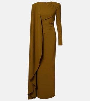 Rachel Gilbert Dion Caped Draped Gown - Natural