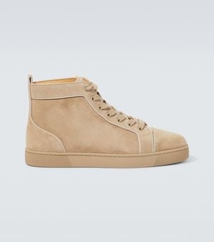 Christian Louboutin Louis Suede High-Top Sneakers - Natural