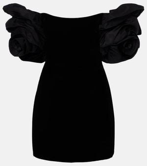 Carolina Herrera Off-Shoulder Velvet Minidress - Black