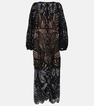 FARM Rio Nature Guipure Lace Maxi Dress - Black