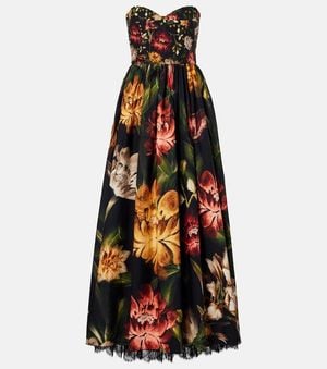 Agua Bendita Vestido Largo Tonia De Algodon Floral - Naranja