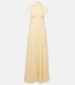 McQueen Robe Aus Seidenchiffon - Gelb