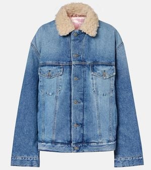 Acne Studios Teddy-Trimmed Denim Jacket - Blue