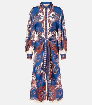 FARM Rio Arabesque Scarf Shirt Dress - Blue