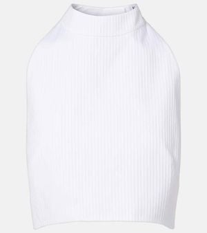 Alaïa Ribbed Halterneck Cotton Top - White