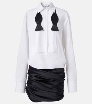 The Attico Poplin And Satin Minidress - White