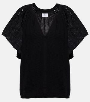 Velvet Tish Embroidered Cotton Top - Black