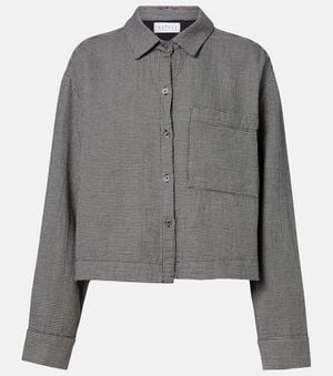 Velvet Adeline Houndstooth Cotton Shirt - Grey